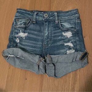 American Eagle Outfitters Blue Distressed Jean Shorts